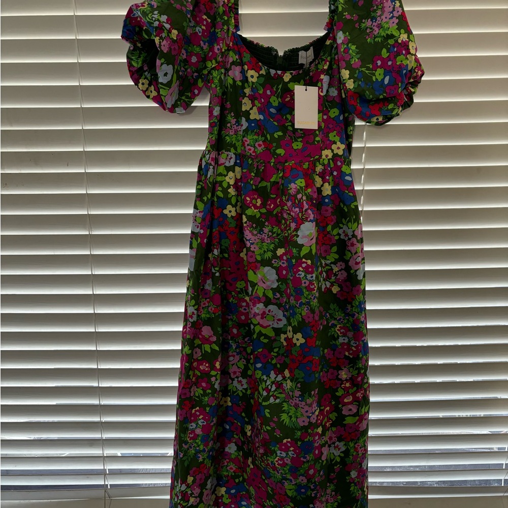 Trinity Floral Lullaby Balloon Sleeve Midi Dress Med - Picture 4 of 10